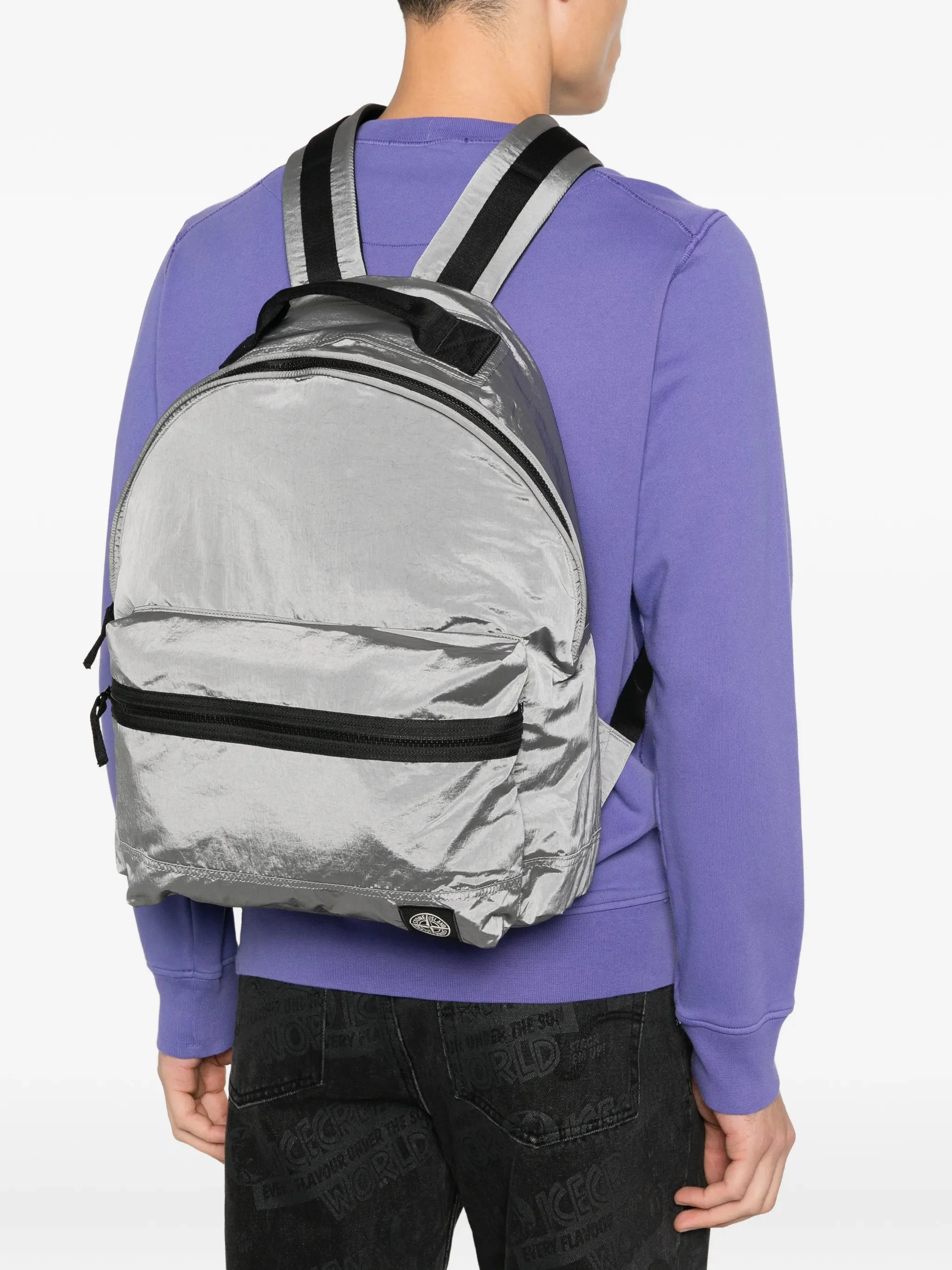 Stone Island Mini Front Zip Pocket Crossbody Bag with Compass Patch, Padded Back & Adjustable Straps - Image 2