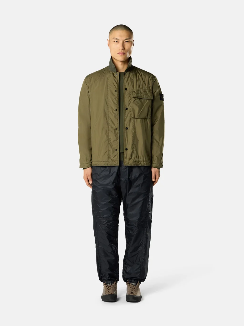 Stone Island Padded Nylon Overshirt with Button Closure and Chest Pocket - Image 2