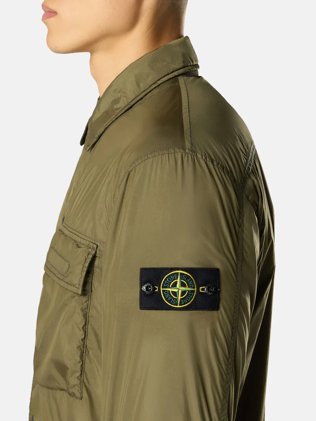 Stone Island Padded Nylon Overshirt with Button Closure and Chest Pocket - Image 4