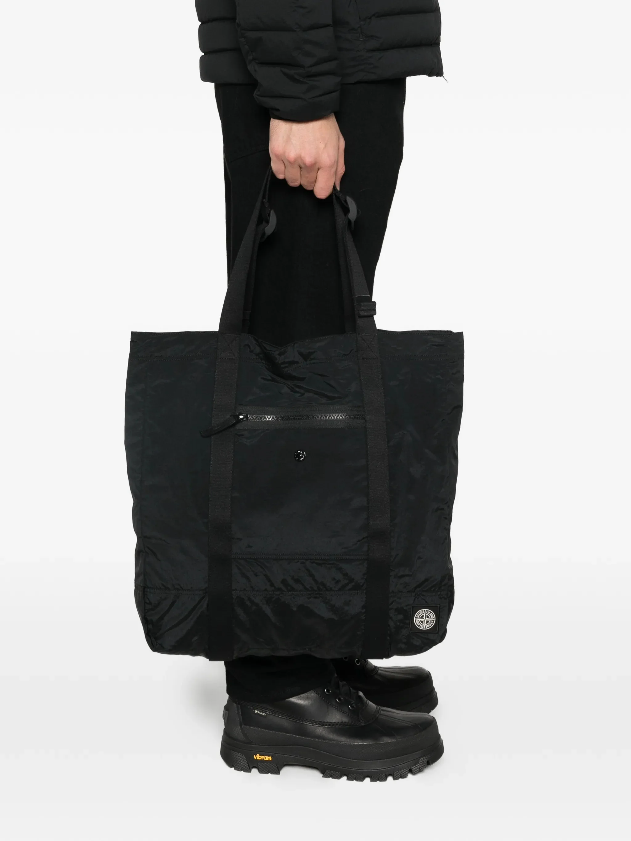 Stone Island Zip Pocket Crossbody Bag with Double Snap, Compass Patch & Adjustable Nylon Handles - Image 2