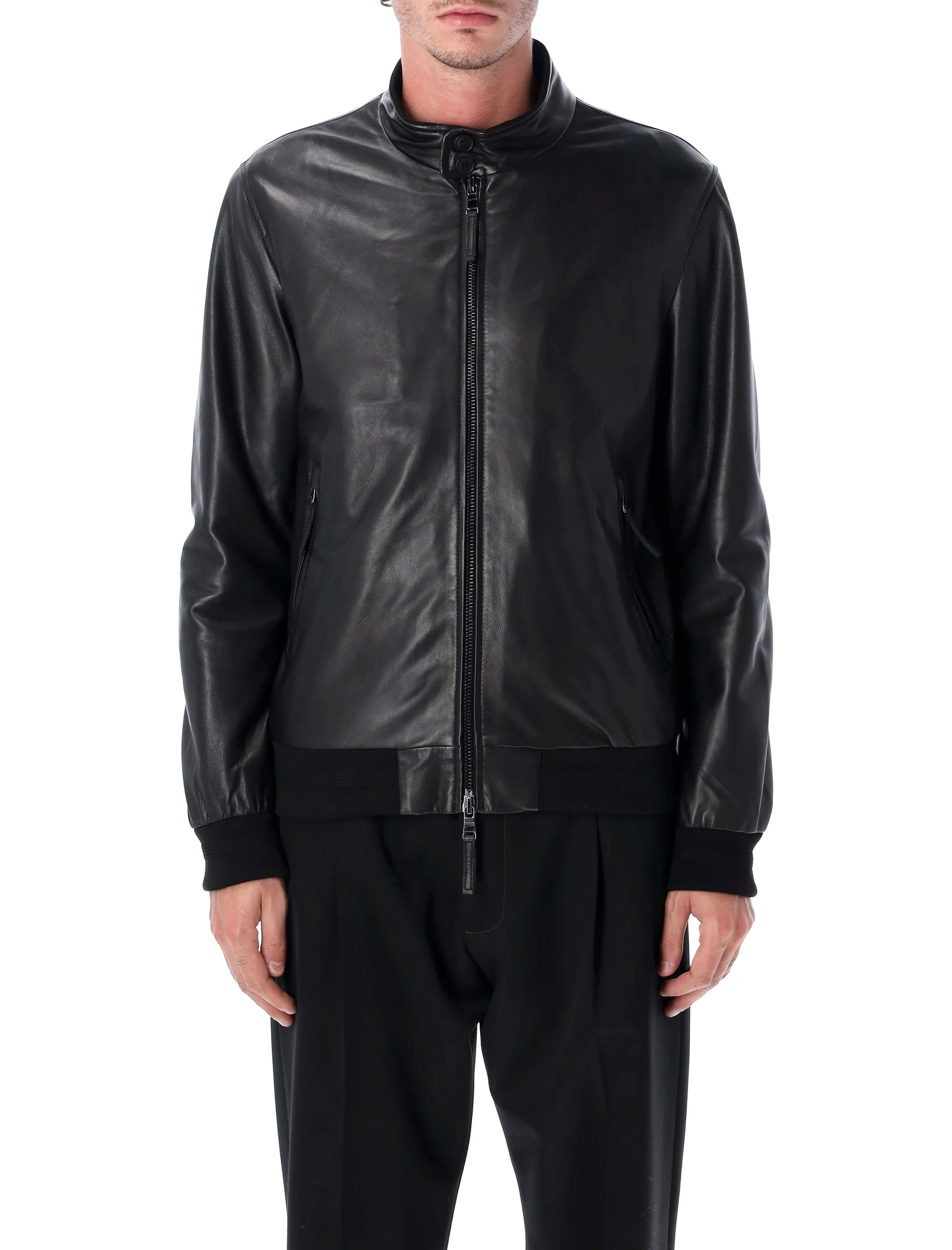 Sword Zip-up Leather Jacket