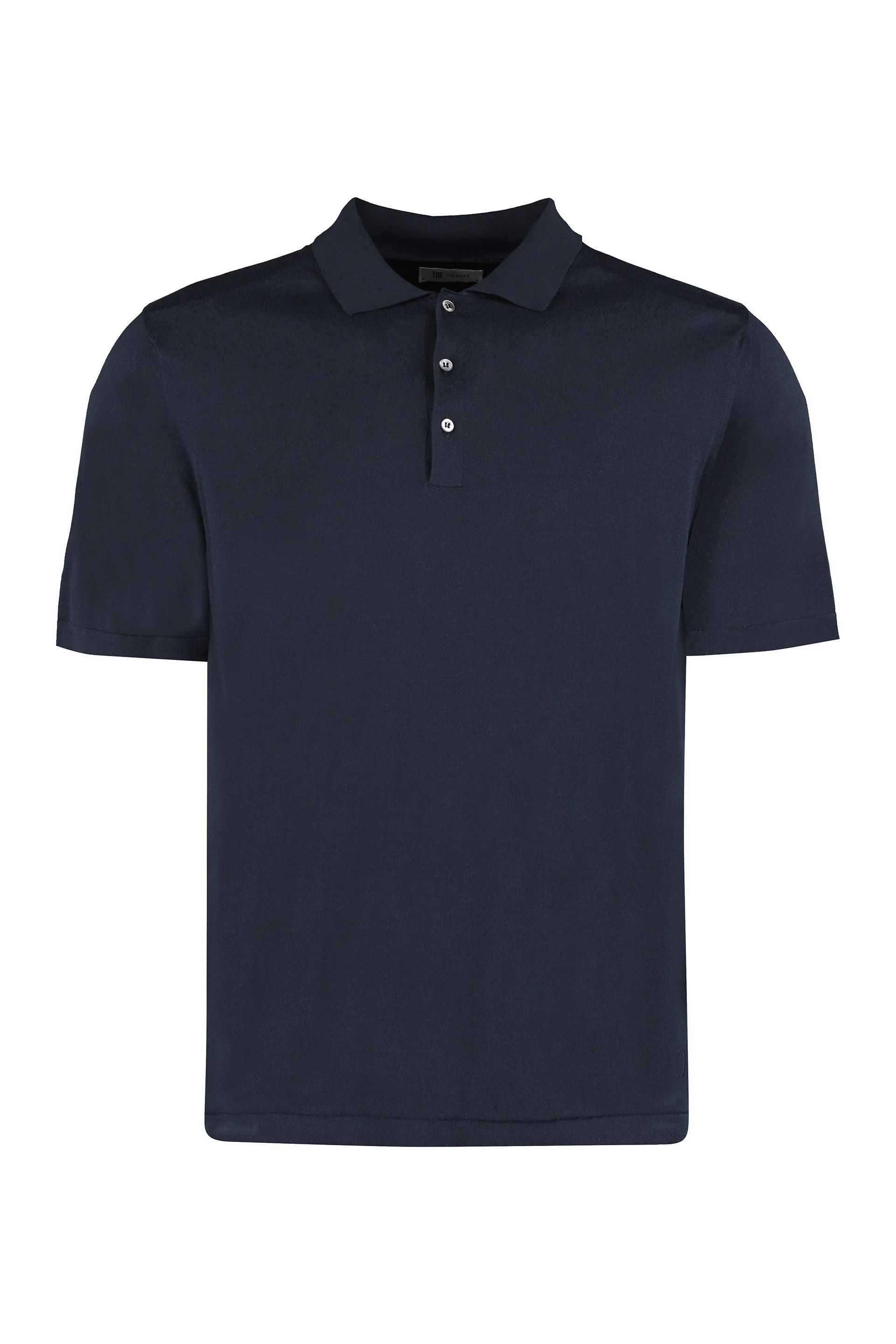 The (alphabet) Cotton Knit Polo Shirt with Side Slit Hemline