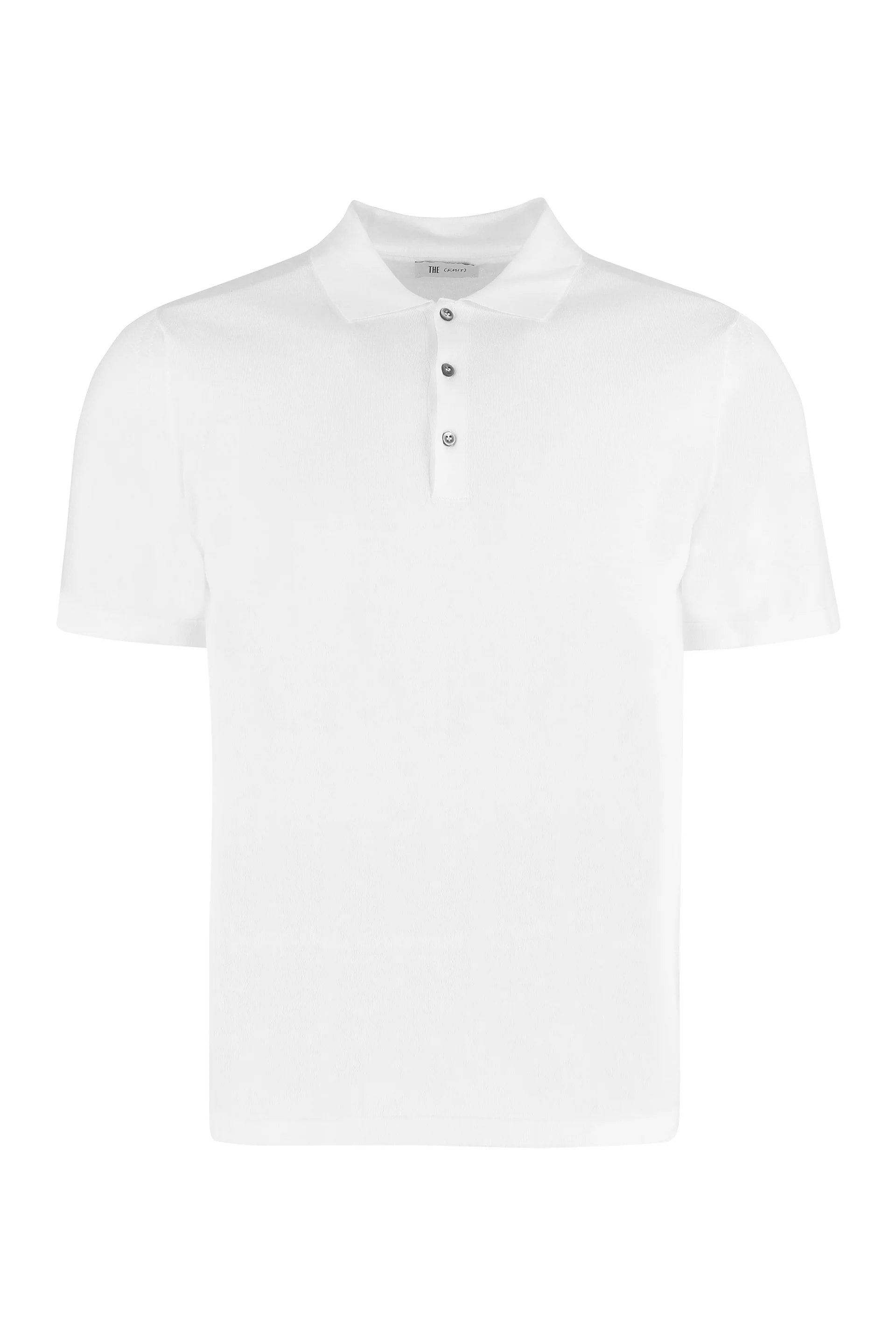 The (alphabet) Cotton Knit Polo Shirt with Side Slits