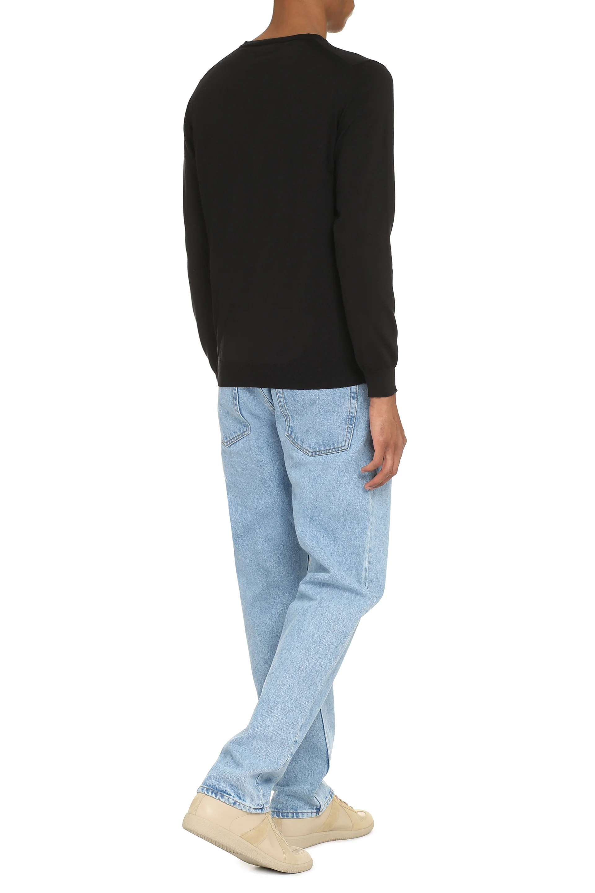 The (alphabet) Fine-Knit Cotton Sweater with Ribbed Knit Edges - Image 4