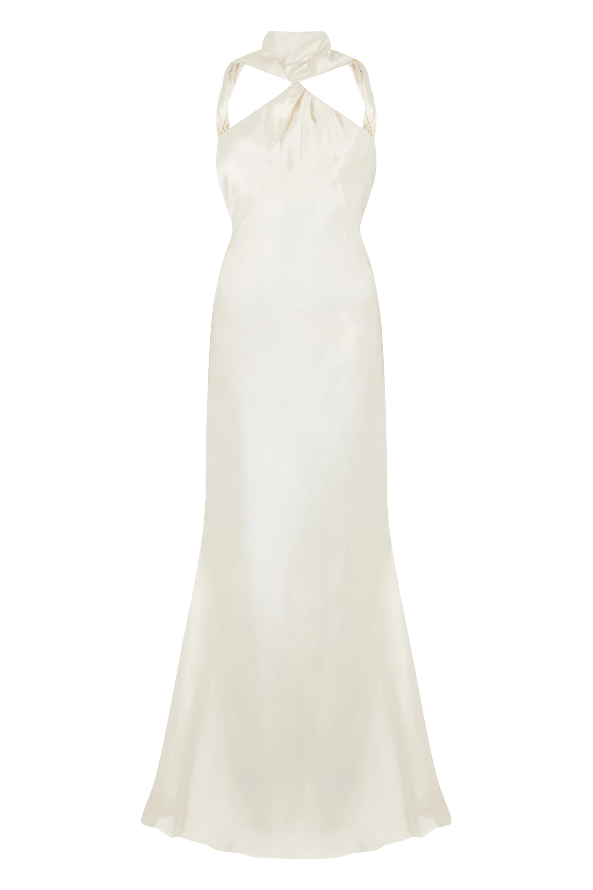 The Attico Long Satin Dress with Elegant Neckline
