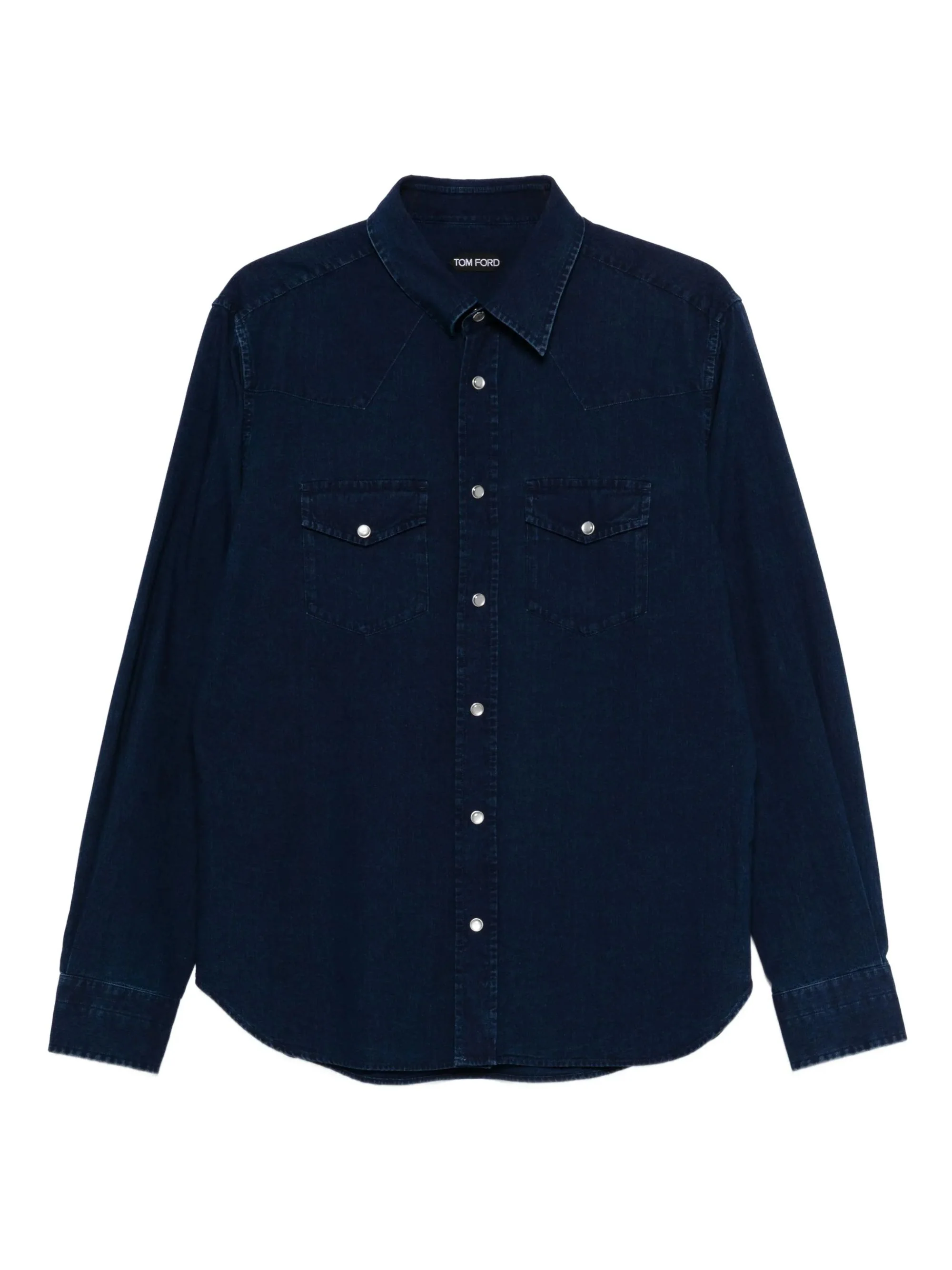 Tom Ford Pointed Collar Long Sleeve Button-Up Shirt with Chest Pockets