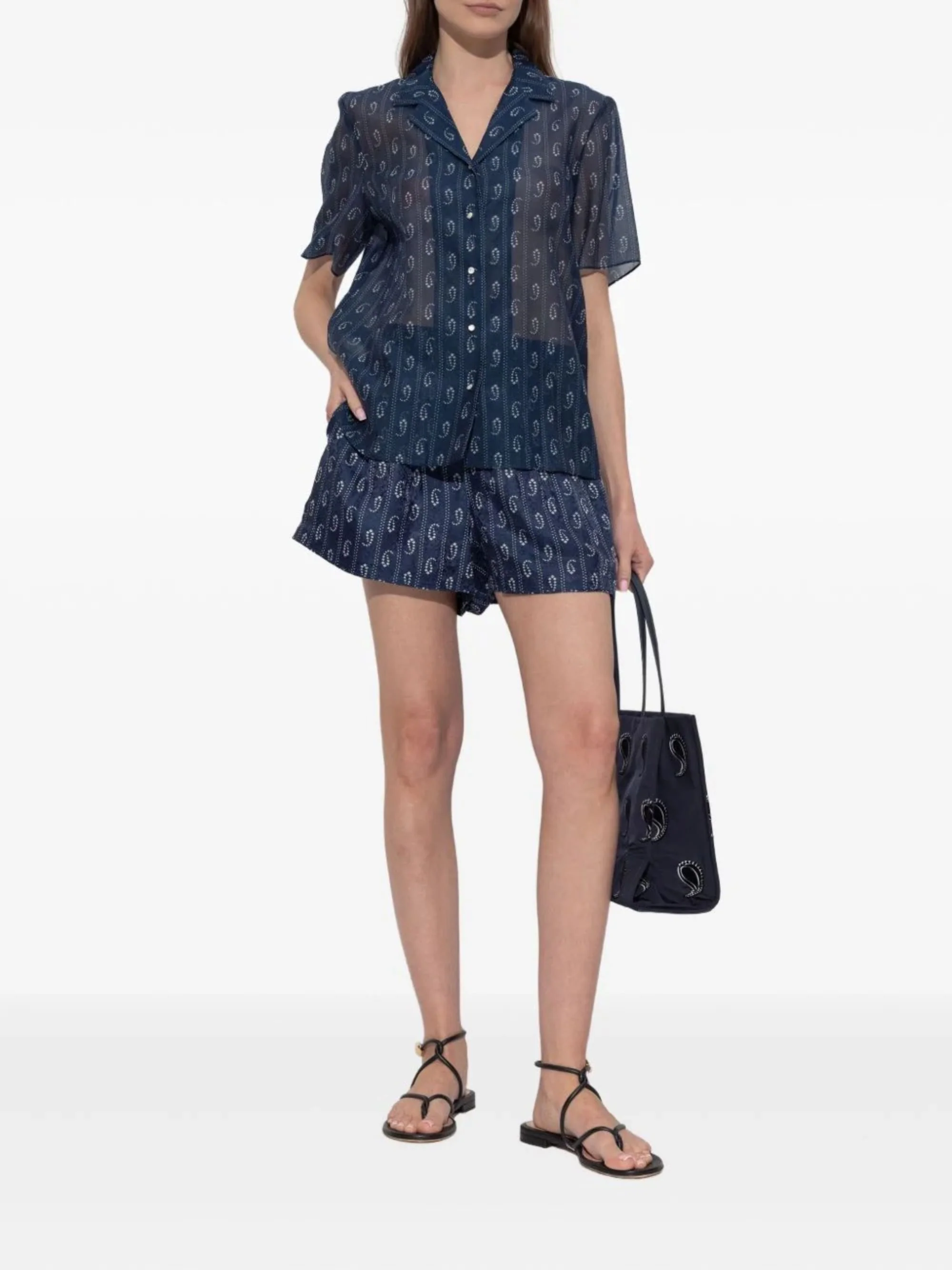 Tory Burch Cotton and Silk Short-Sleeve Button-Up Shirt - Image 2