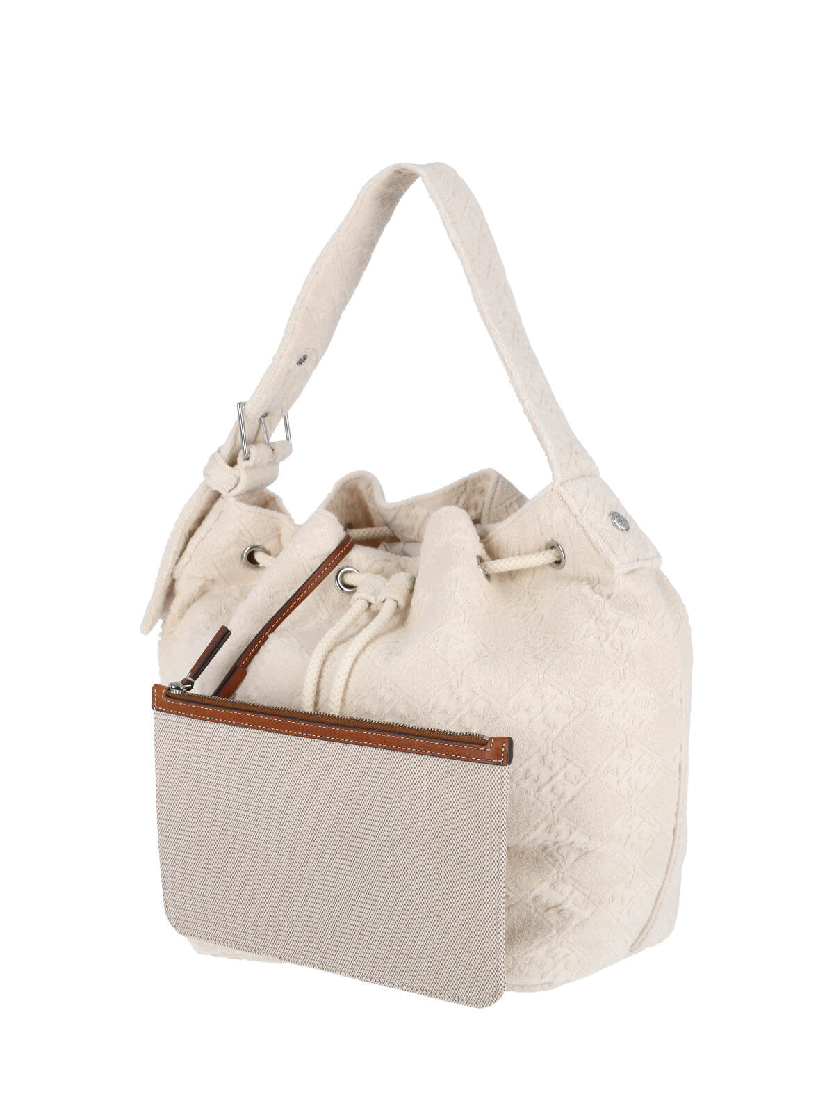 Tory Burch Lightweight Cotton-Blend Crossbody Bag with Cow Leather Trim - Image 2
