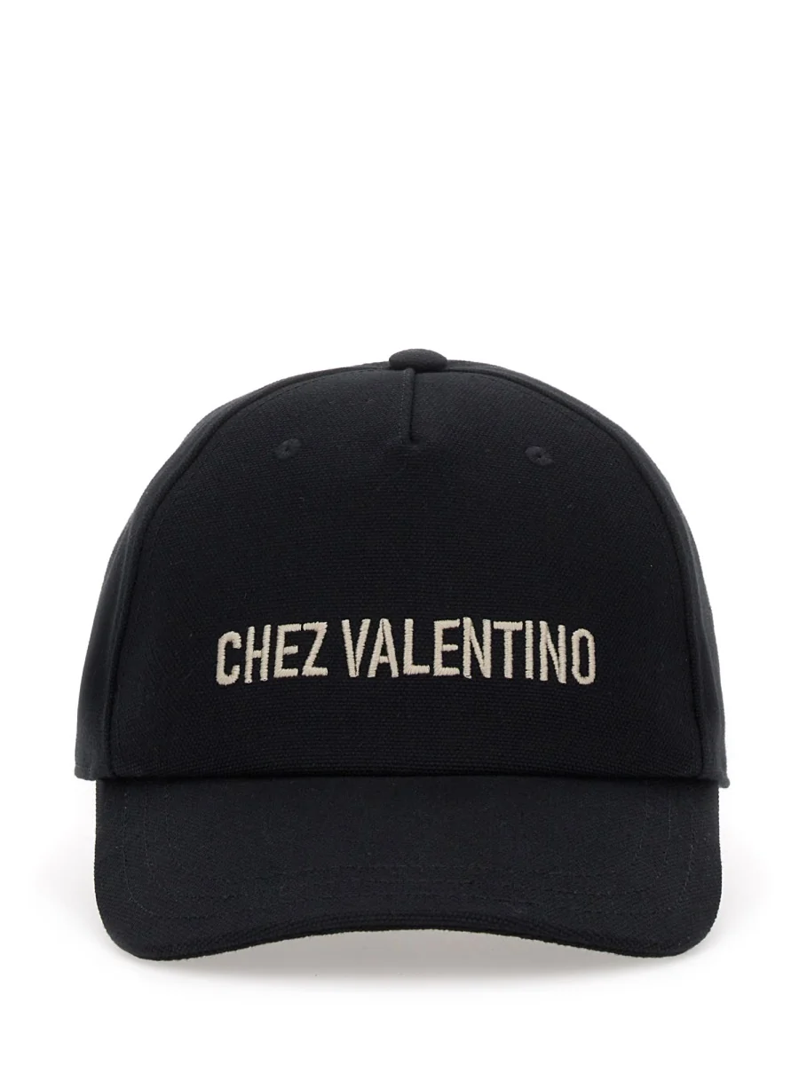VALENTINO GARAVANI Chez Valentino Cotton Baseball Cap with Embroidery