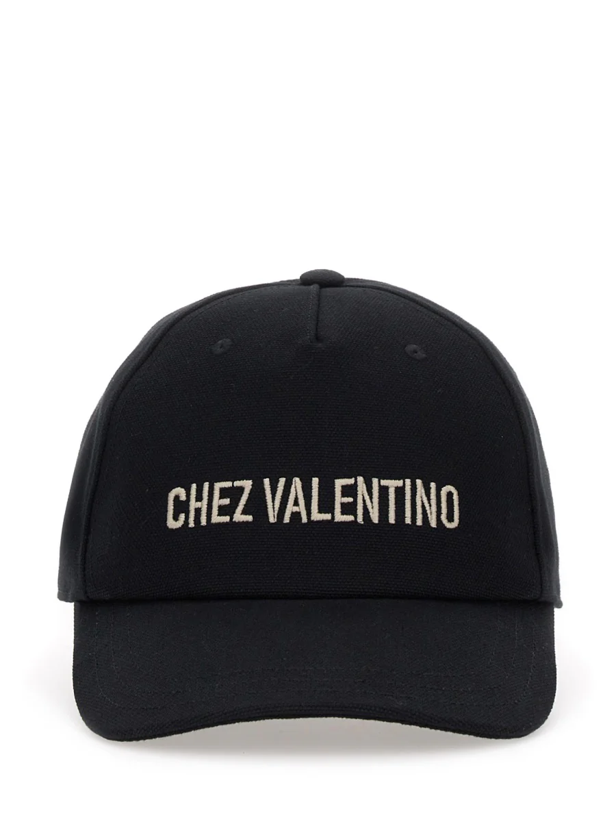 VALENTINO GARAVANI Chez Valentino Cotton Baseball Cap with Embroidery - Image 5