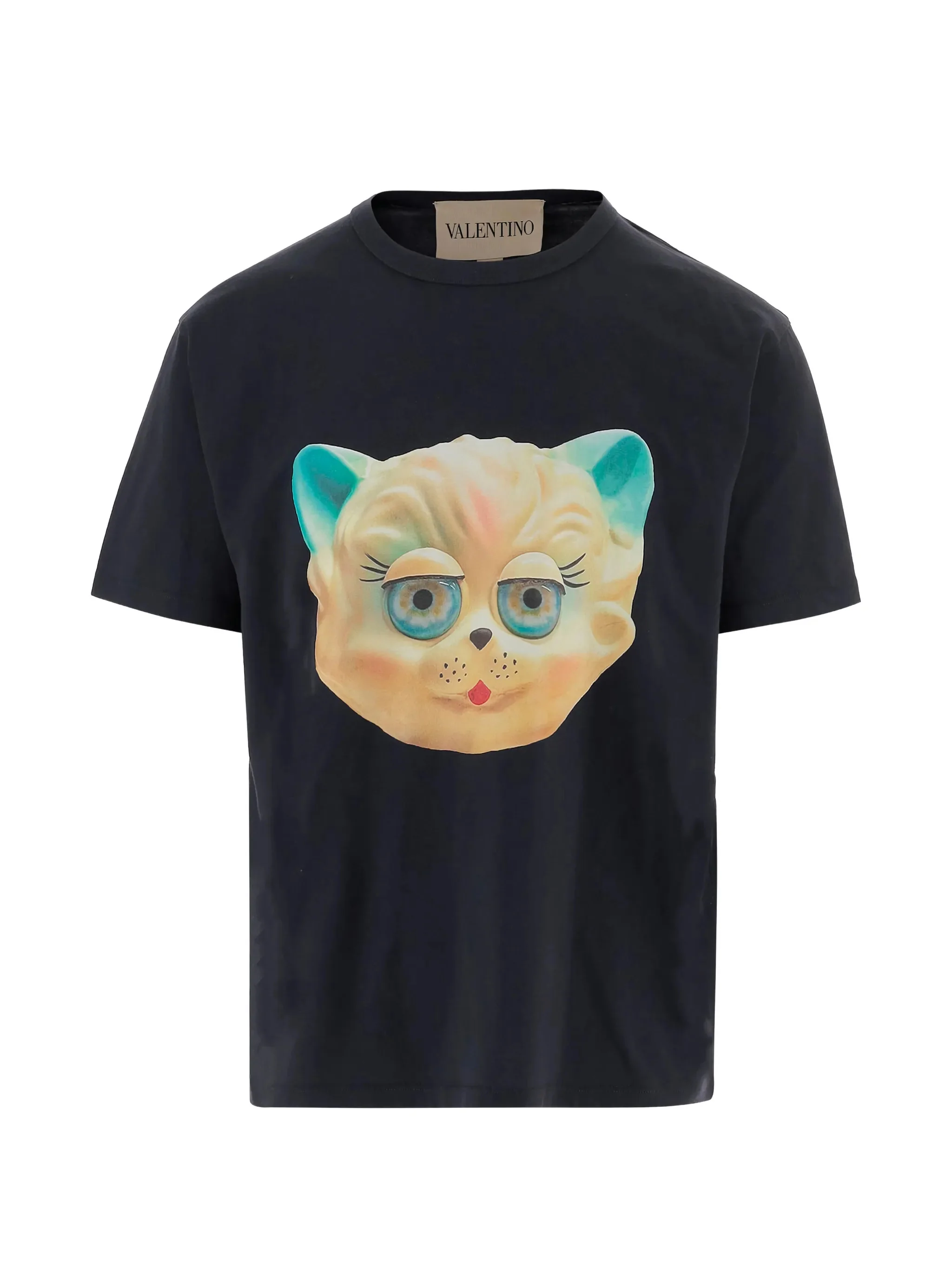 Valentino Garavani Men's Round-Neck Loose-Fit Cotton T-Shirt with Cat House Graphic Print