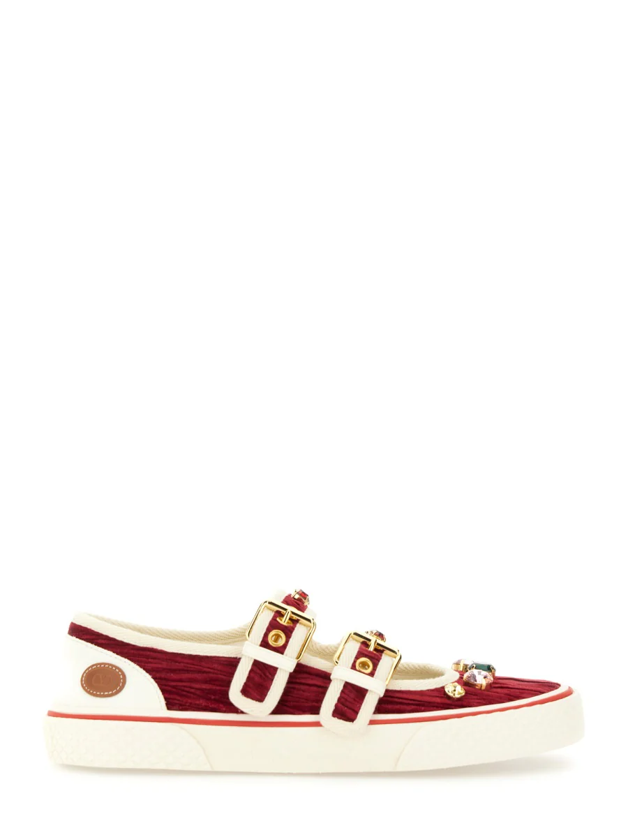 VALENTINO GARAVANI PLEATED VELVET "DOLLYBOARD" BALLERINA SNEAKER