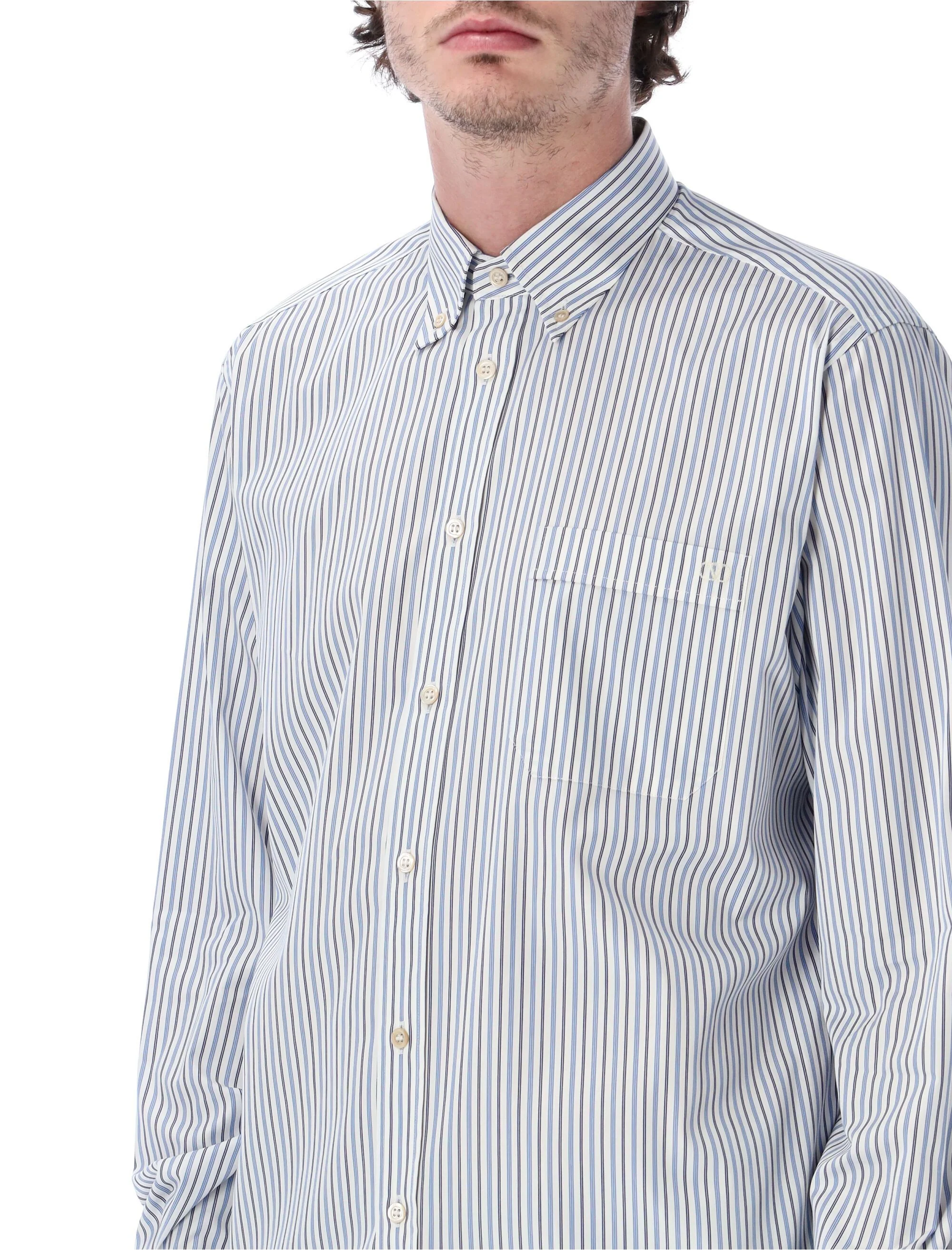 Valentino Garavani Timeless Striped Cotton Shirt for Men - Regular Fit - Image 3