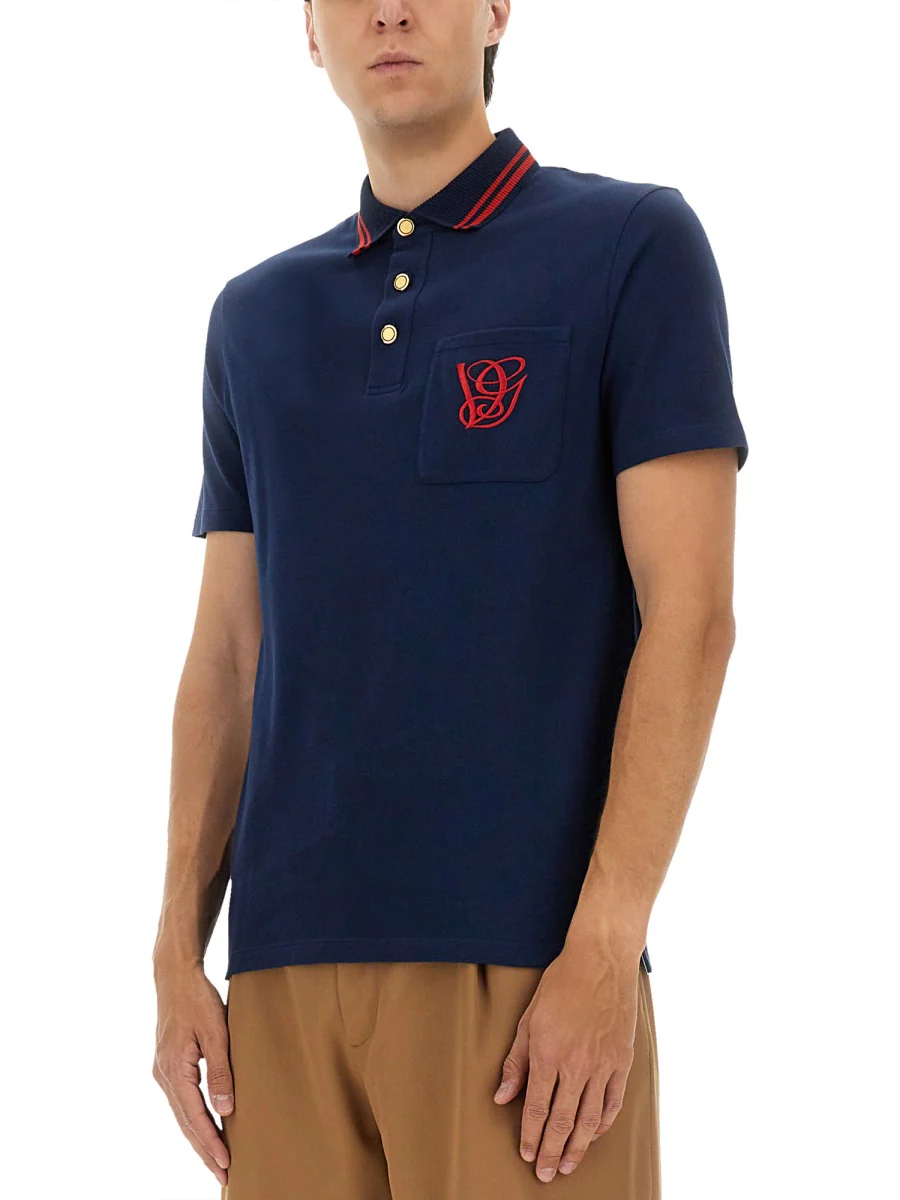 Valentino Men's Cotton Polo Shirt with VG Embroidered Detail - Image 4