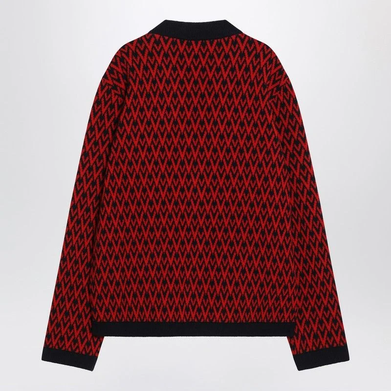 VALENTINO Toute la V Virgin Wool Jacquard Cardigan - Image 2