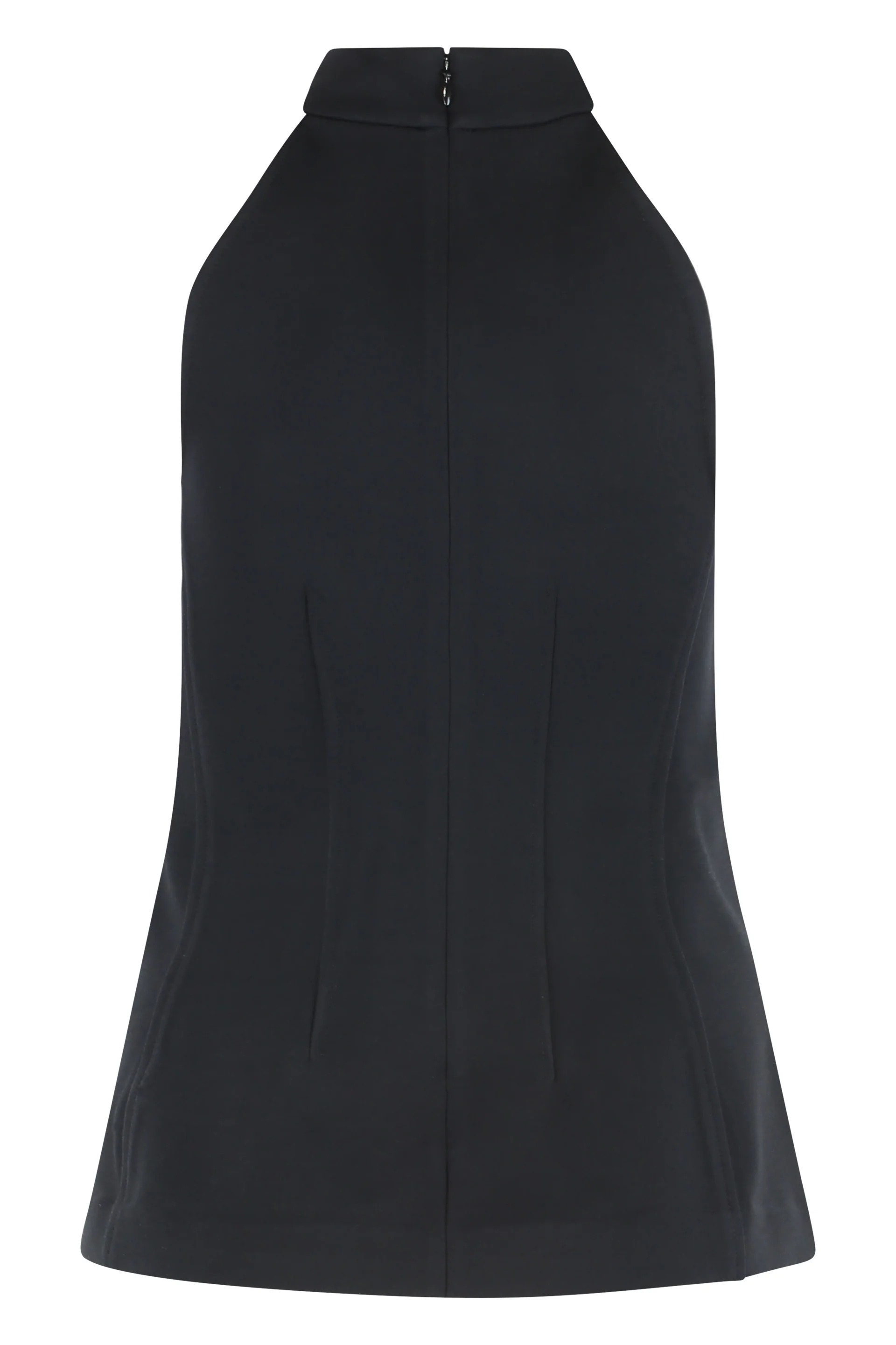 Veronica Beard Johanne Black Stretch Knit Top Elegant American Neckline with Back Zip - Image 2