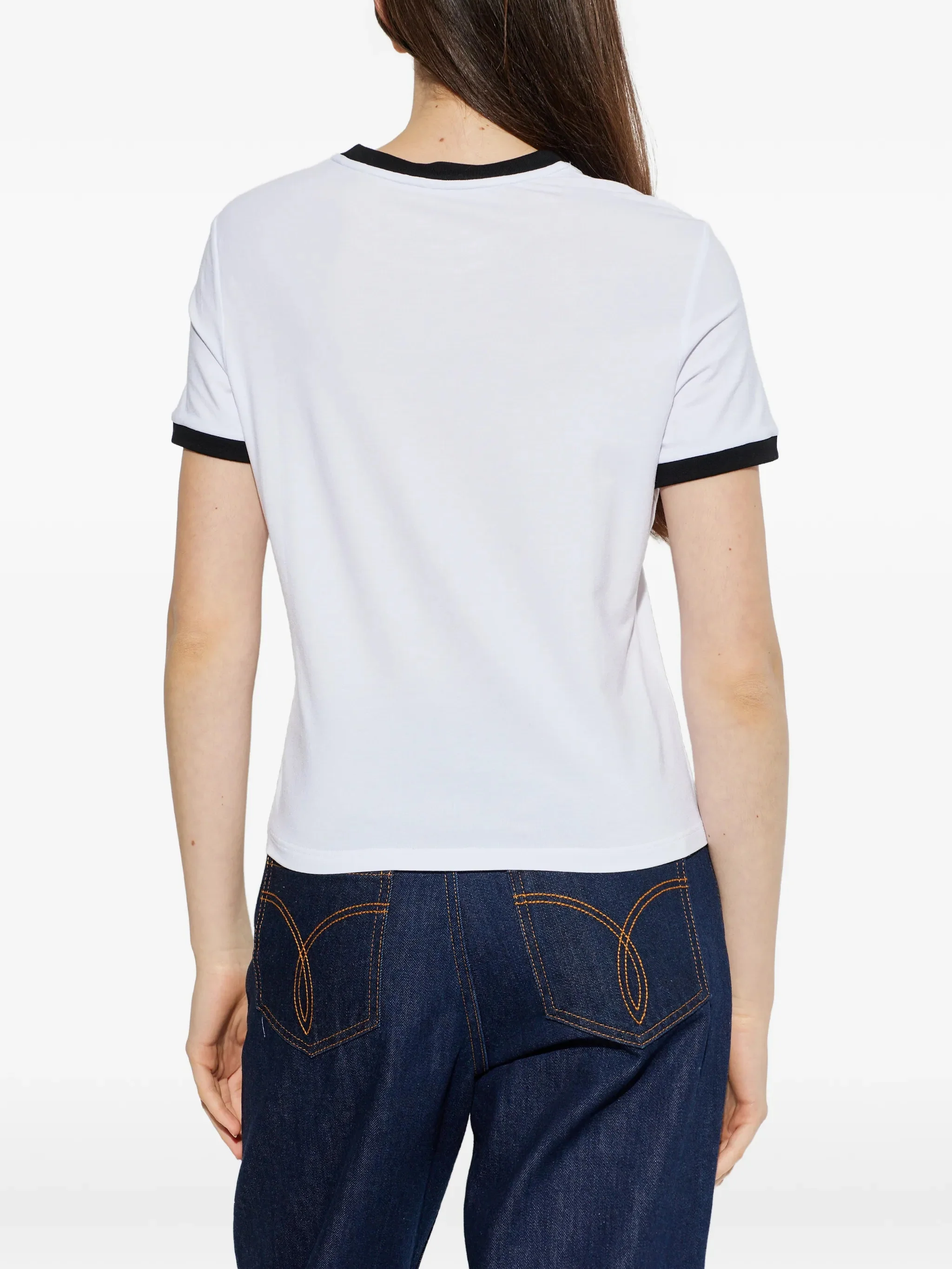 Versace Logo Motif Ribbed Trim Short-Sleeve Crewneck Top - Image 4