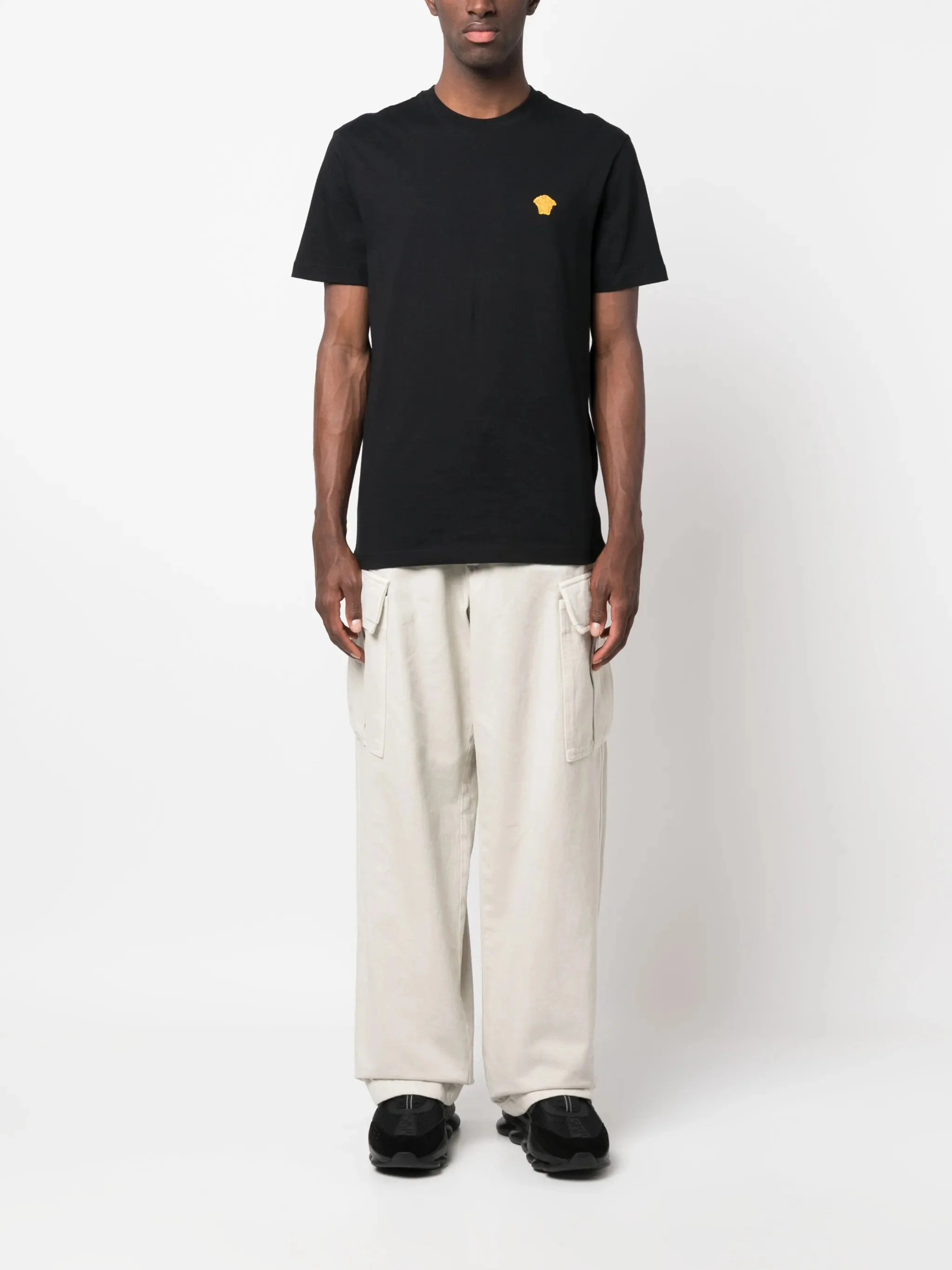 Versace Medusa Embroidered Crewneck T-Shirt with Short Sleeves - Image 2