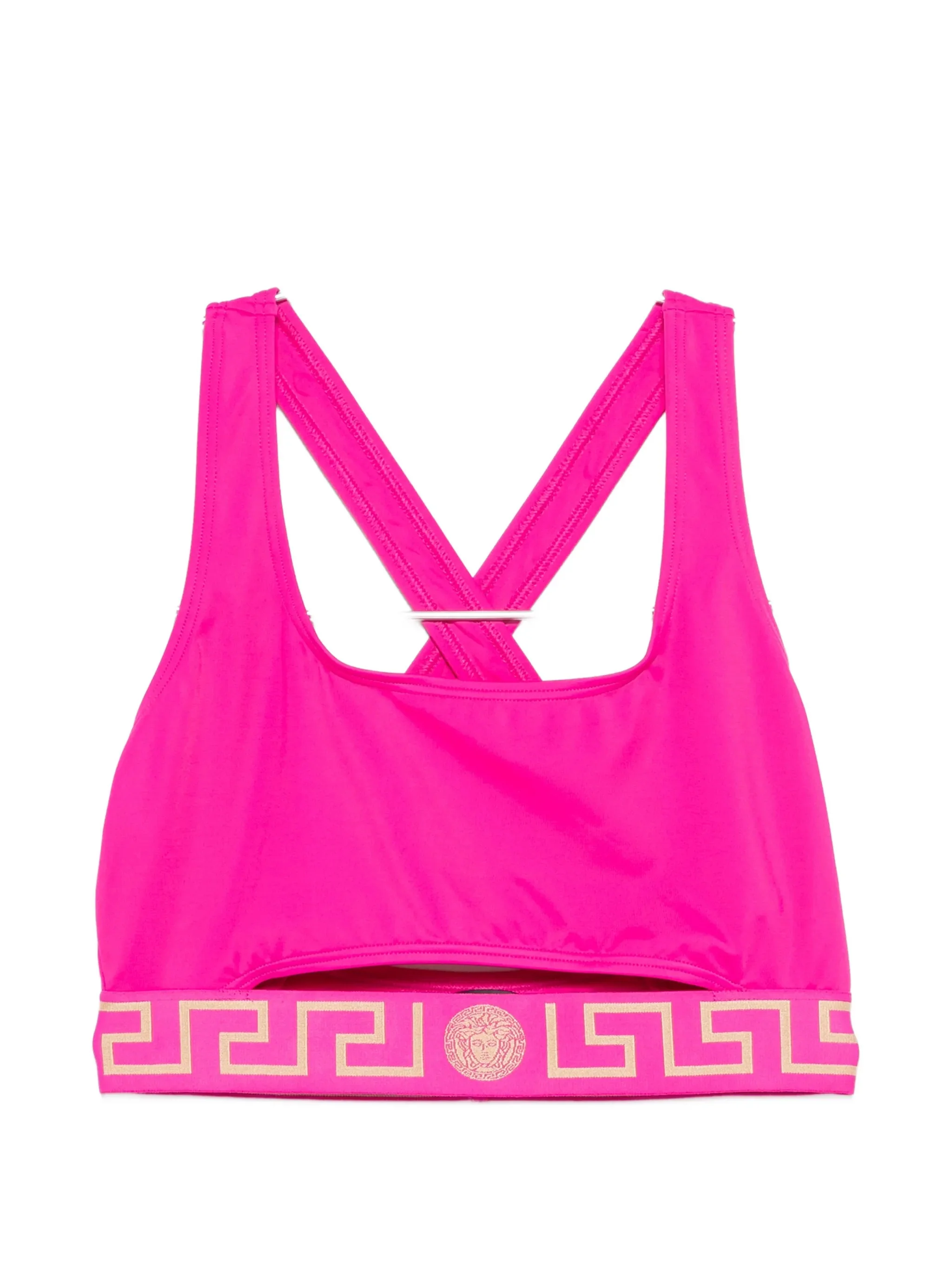 Versace Medusa Greek Border Cut-Out Square Neck Bodysuit with Crossed Shoulder Straps - Image 2