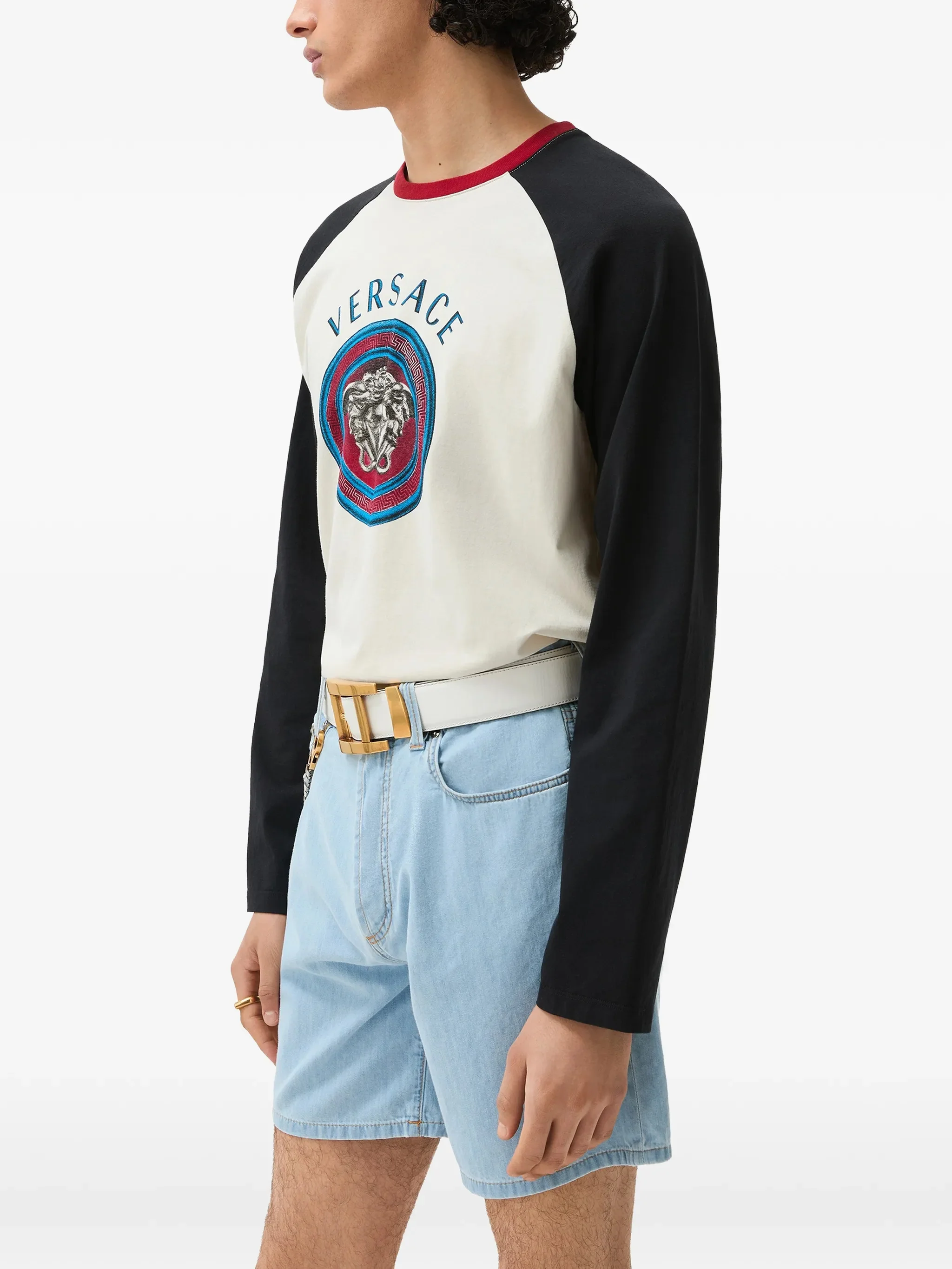 Versace Medusa Logo Graphic T-Shirt with Raglan Sleeves - Size M - Image 3