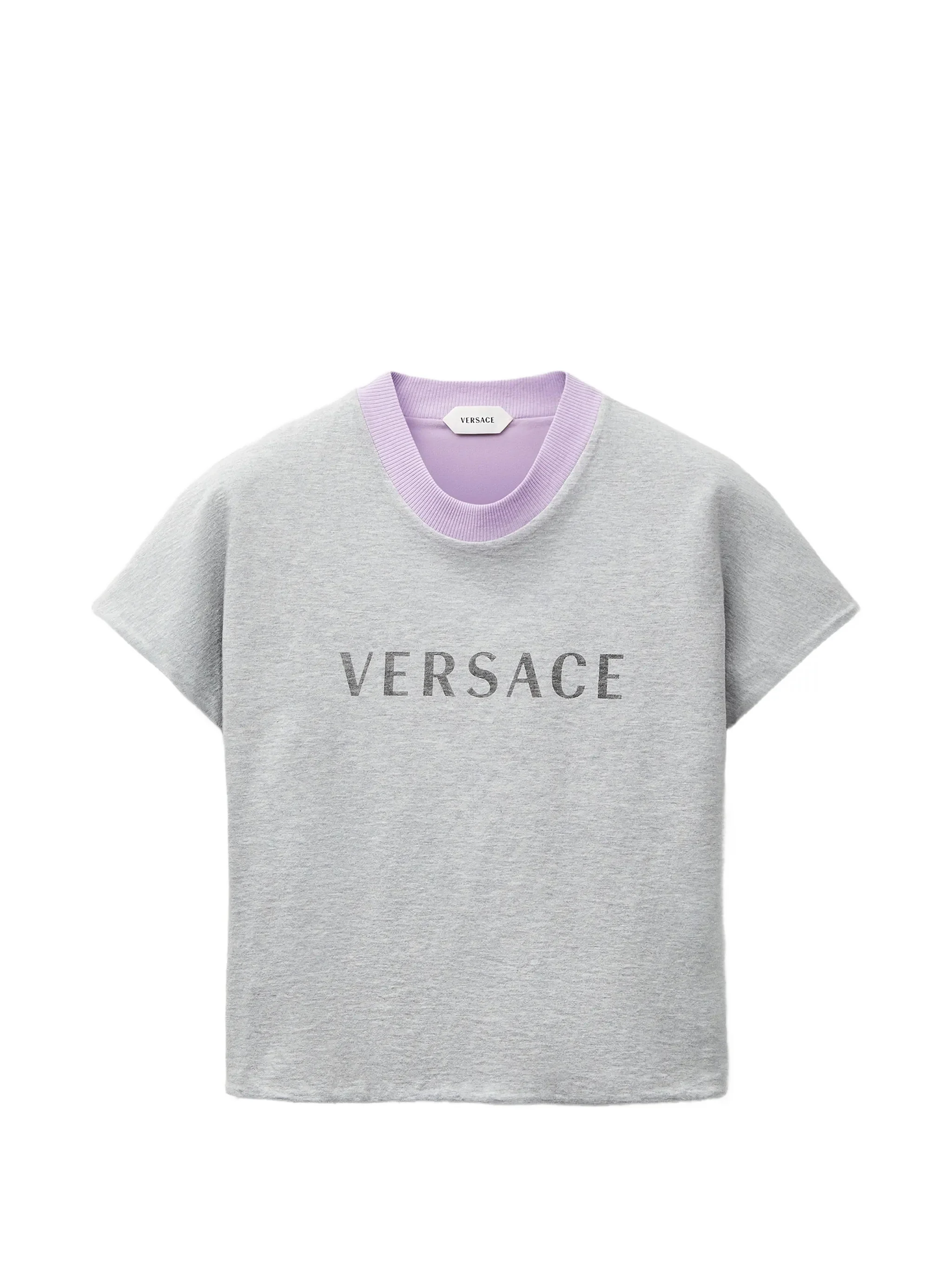 Versace Reversible Logo Print Ribbed-Trim Mini T-Shirt for Women
