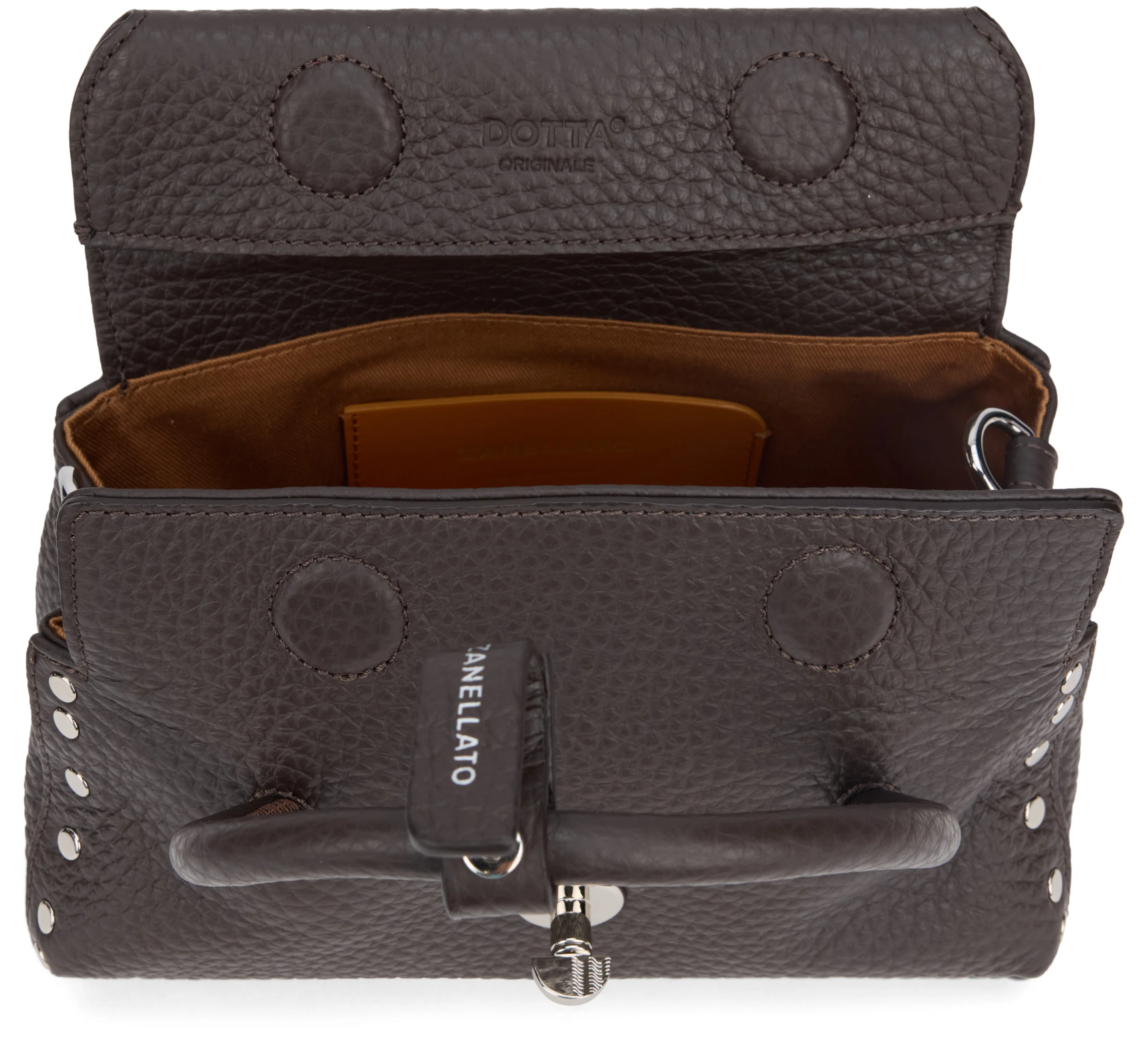 Zanellato Dotta Structured Mini Shoulder Handbag with Calfskin Front Detail - Image 5